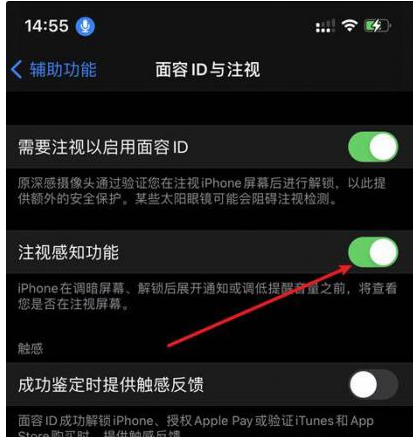 齐齐哈尔苹果14维修网点分享iPhone14注视感知功能有什么用 